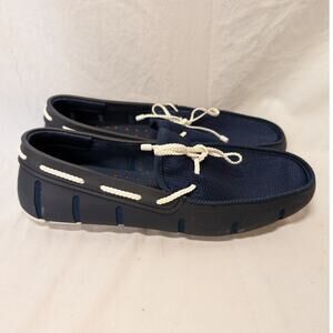 Mens Swims Braided Lace Loafer Watershoes Navy and White Size 10
